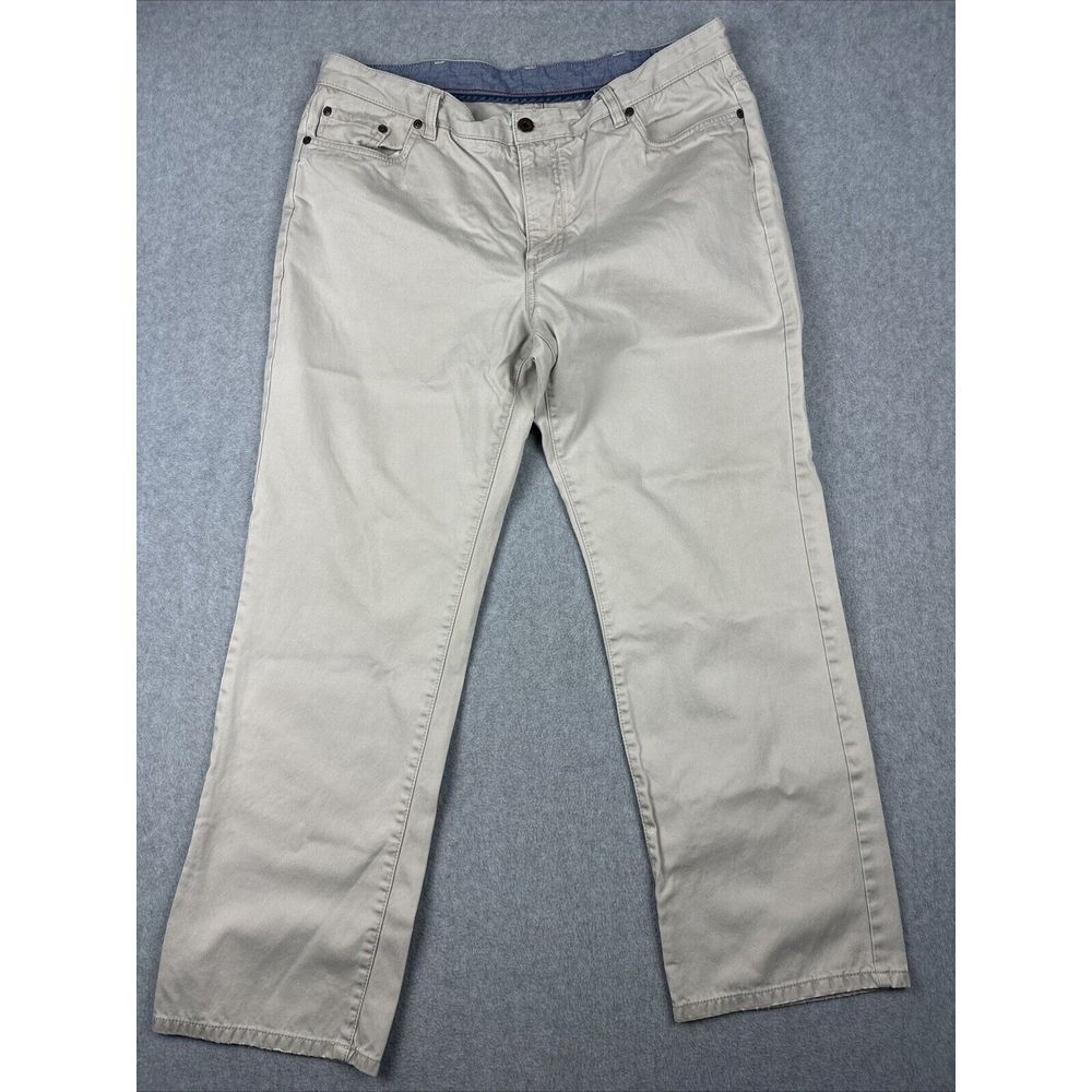 LL Bean Pants Men 36x30 (34x28) Beige Straight Flat Khakis Chino Outdoors Casual